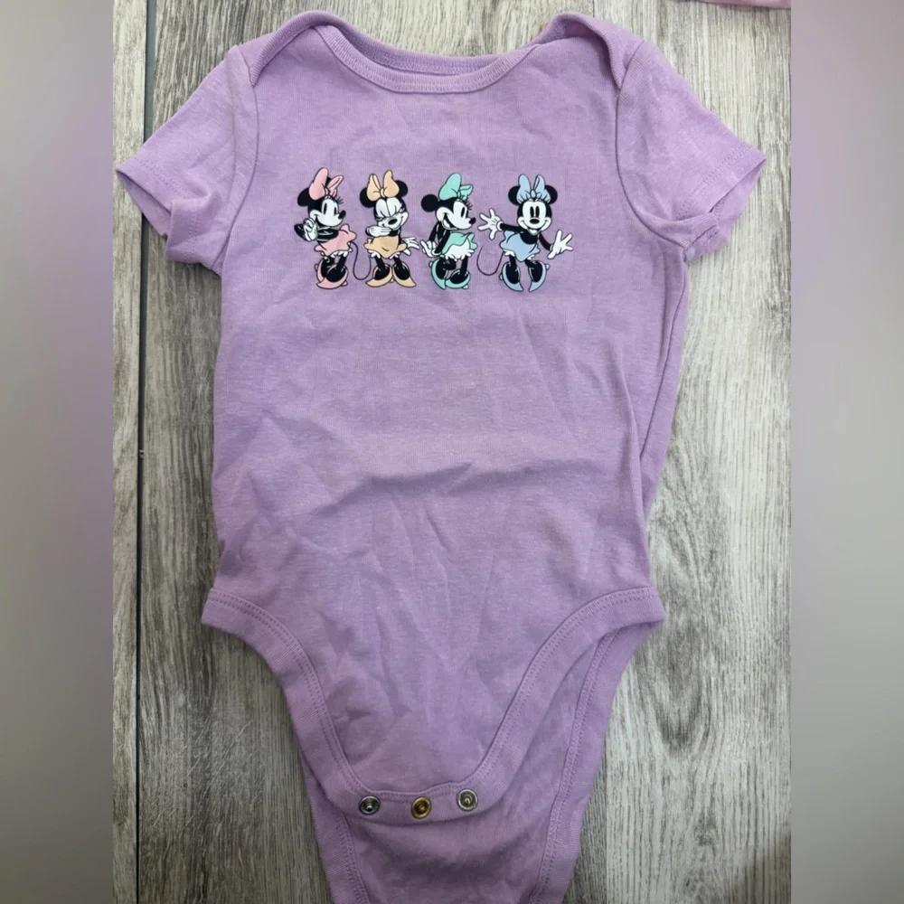 Disney and Jumping Beans Purple Baby Onesie and Floral Romper bundle